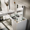 Ver imagem 4 de Escrivaninha Mesa Escritório Penteadeira de Canto 136x136cm com Espelho 1 Porta Star