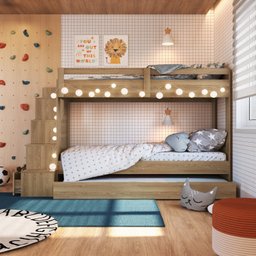 Treliche Infantil com Escada Nichos Gavetas Laterais e Cama Auxiliar - 5