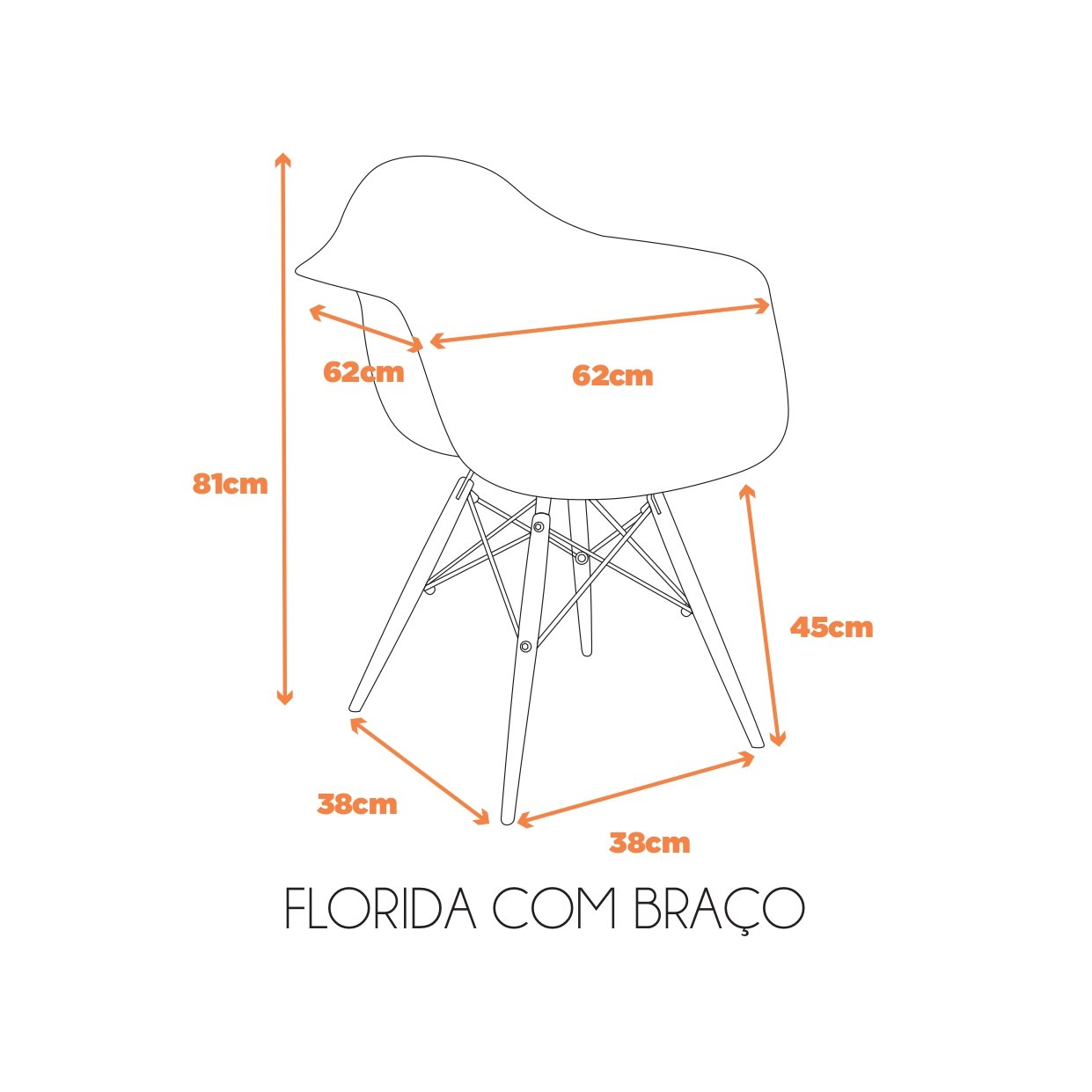 Cadeira Eames Braço Polipropileno Base Madeira Eiffel Espresso Móveis - 7