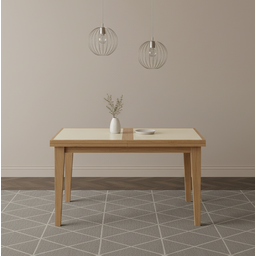 Mesa de Jantar 4 a 6 Lugares Retangular Extensível Tampo de Vidro/MDF Paris - 1