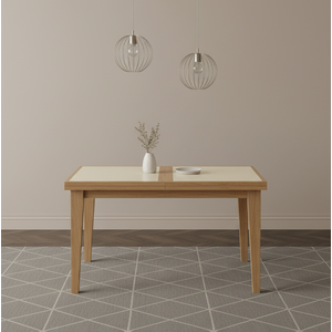 Mesa de Jantar 4 a 6 Lugares Retangular Extensível Tampo de Vidro/MDF Paris