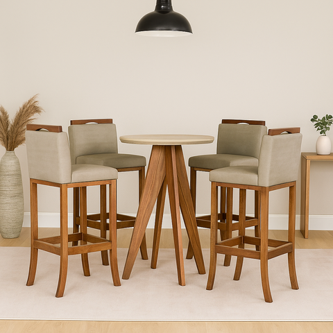 Mesa Bistrô Alta com 4 Banquetas Altas Londres