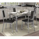 Ver imagem 2 de Conjunto Sala de Jantar Mesa Tampo de Vidro Retangular Elba e 4 Cadeiras Florença Crome