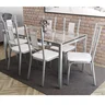 Conjunto Sala de Jantar Mesa Tampo de Vidro Retangular Reno e 6 Cadeiras Florença Crome - 2
