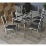 Conjunto Sala de Jantar Mesa Tampo de Vidro Retangular Reno e 6 Cadeiras Florença Crome - 2
