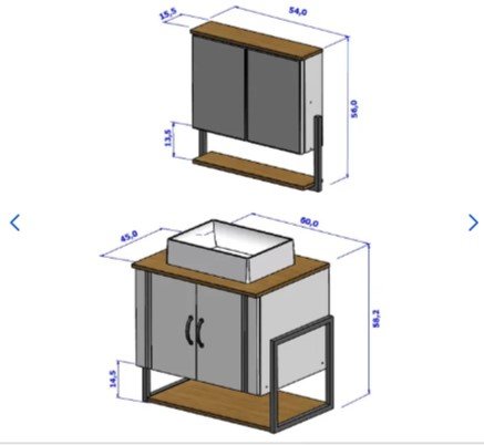 Conjunto para Banheiro 2 Espelhos Estrutura Metalon com Nichos Londres - 8