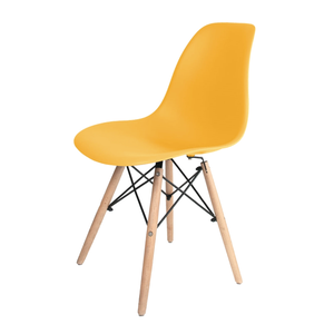 Cadeira Eames Amarela - Base Madeira Natural