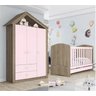 Quarto de Bebê Compacto com Berço e Guarda Roupa Giz de Cera Espresso Móveis - 1