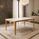 Ver imagem 1 de Mesa de Jantar 6 Lugares Tampo Vidro e Pés Madeira Maciça Rubi Slim 