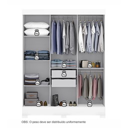 Guarda-Roupa Casal 3 Portas 2 Gavetas Atenas Yescasa - 6