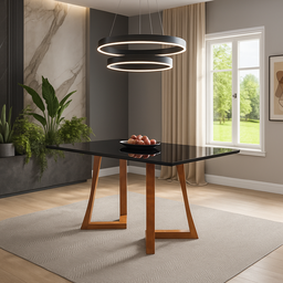 Mesa 6 Lugares Madeira Maciça com Vidro Canto Arredondado 160x90cm Jantar Anna - 1 Mesa 6 Lugares Madeira Maciça com Vidro Canto Arredondado 160x90cm Jantar Anna - 1