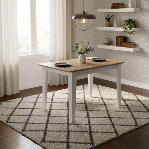 Mesa De Jantar Retangular Para 4 Lugares Em MDF/MDP 110x68cm Cor Mel/Branco Nicoli