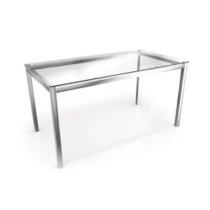 Mesa de Jantar 4 Lugares Retangular Tampo de Vidro Reno Crome