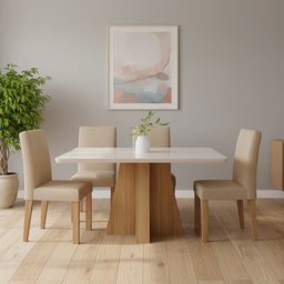 Conjunto de Jantar 4 Lugares Mesa Patrícia com Tampo de Vidro e 4 Cadeiras - 1