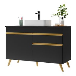 Gabinete Banheiro 2 Portas e 1 Gav Retrô 120cm Multimóveis Mp5025 Preto - 2