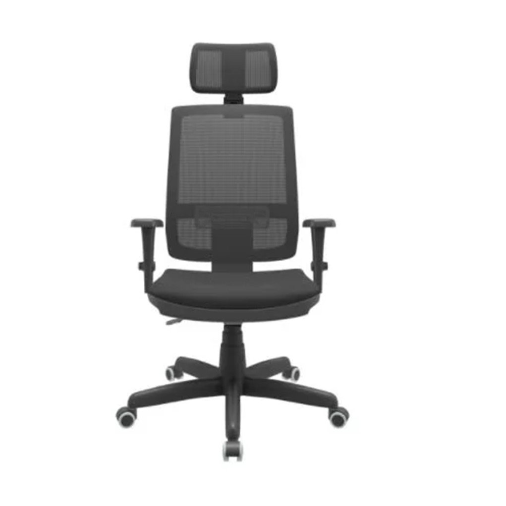 Cadeira Presidente Brizza Tela - Back Plax - Base Standard - Braços 3d Pp - Plaxmetal